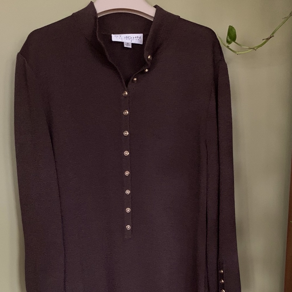 St. John brown dress signature buttons sz 12 USA